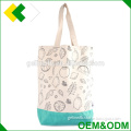 Printing recycled handle travel fabric canvas travel bag organic vintage shopping shoulder tote women canvas bag